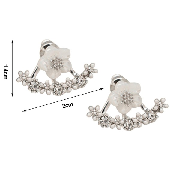Ivory Floral Jacket Earrings - Picture 4 of 4